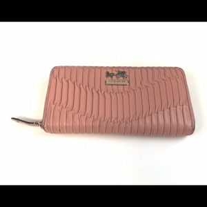 Coach Factory Womens Wallet Leather Pink Textured